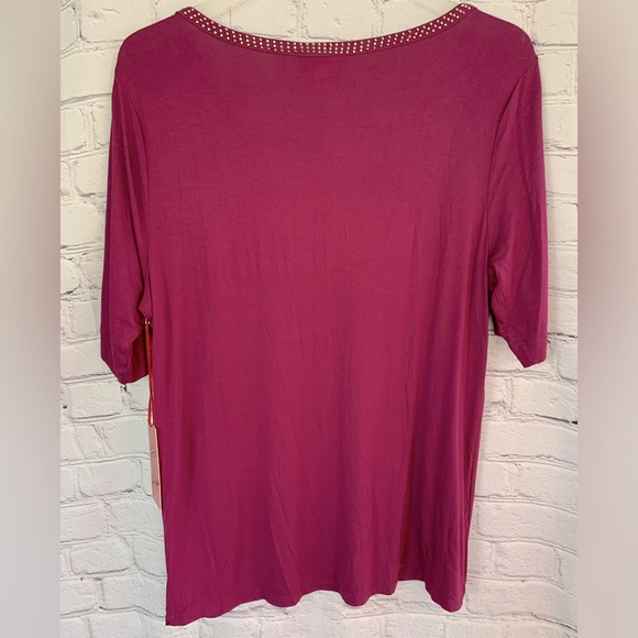 Jennifer Lopez Blouse V Neck Caged Arm Embellished Collar Size XL - Picture 3 of 6